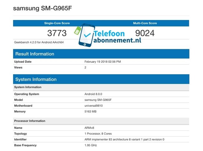 Samsung Galaxy S9 | Тест Geekbench