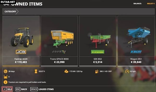 Как продавать технику в Farming Simulator 19?