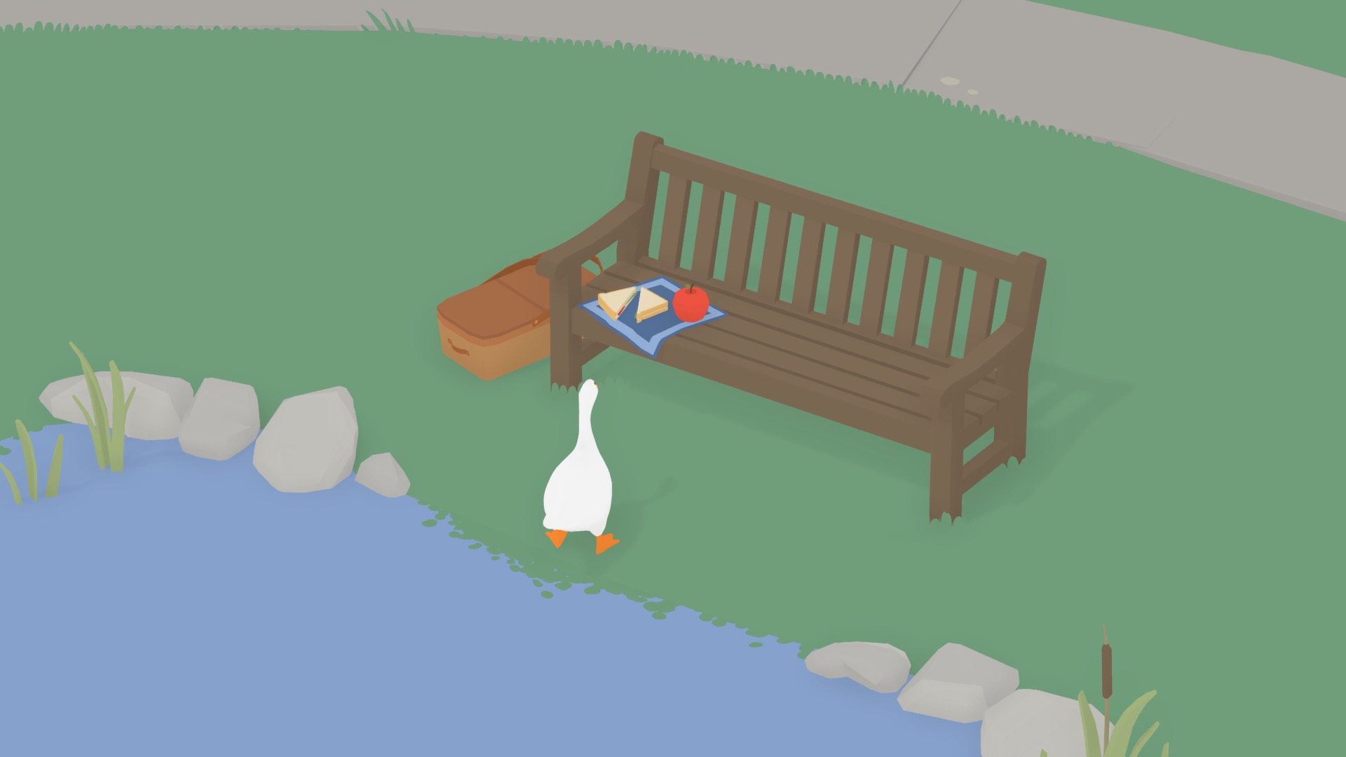 Untitled Goose game садовник. Игра про гуся  заставить человека ходить босым. Untitled Goose game бантик.