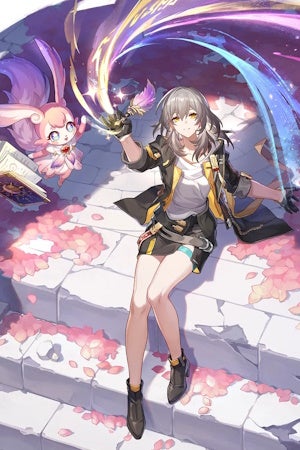 Cropped splash art of Stelle as the Remembrance Trailblazer in Honkai Star Rail.