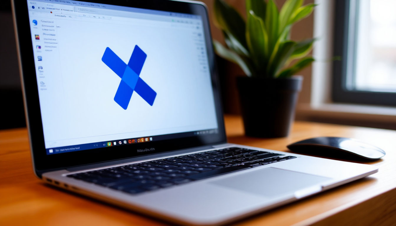 Ноутбук с включенным Bluetooth, рядом беспроводные наушники и телефон. На экране ноутбука окно с настройками устройств, выделена вкладка Bluetooth. Светло-голубой фон, минималистичный стиль.