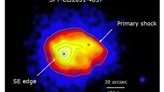 Астрономы наблюдают сильный ударный фронт в скоплении галактик SPT-CLJ 2031-4037
