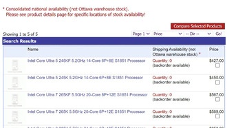 Канадский ритейлер продаёт процессоры Intel Core Ultra 200 Series «Arrow Lake-S»