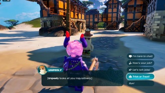 Как просить сладости у жителей деревни в LEGO Fortnite