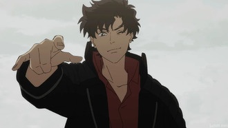 В ролике представлен отрывок из аниме-сериала «Лазарь», созданного автором «Ковбоя Бибопа»