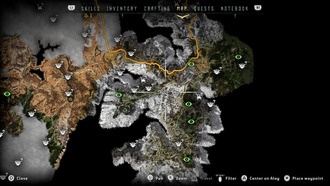 Все местоположения точек данных Vantage в Horizon: Zero Dawn