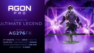 Компания AGON by AOC анонсирует новый 27-дюймовый IPS-монитор PRO AG276FK с частотой 520 Гц