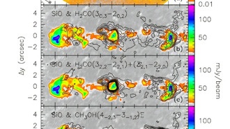 Наблюдения ALMA исследуют диск и струю массивной протозвезды