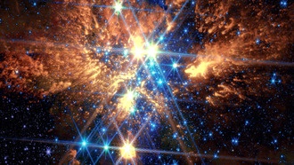Звездная пиротехника демонстрируется в суперзвездном скоплении