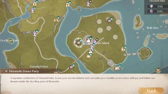 Костер на островах фейерверков в бесконечности Никки