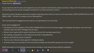 Zotac продает графические процессоры серии RTX 50 напрямую клиентам, чтобы помешать спекулянтам