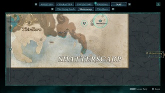 Avowed: Местоположение картографа Шаттерскарпа для картографирования живых земель