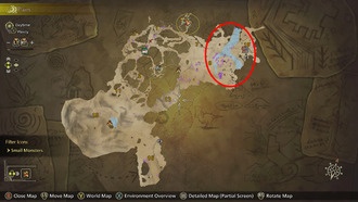 Расположение Острого Клыка в Monster Hunter Wilds