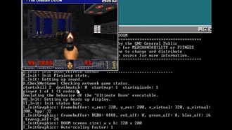 Nintendo GameCube модифицирован для работы на PowerPC Windows NT и Doom
