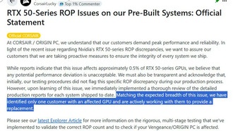Corsair о спорах по поводу ROP в RTX 50