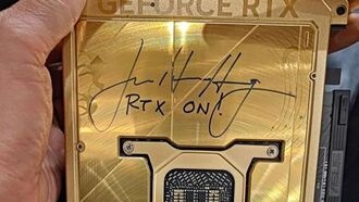 Золотая видеокарта Asus ROG RTX 5090 Astral с автографом Дженсена Хуанга была представлена на GTC