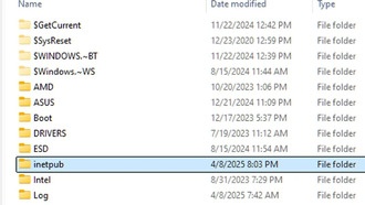 Windows удаляет папку «intepub» после обновления