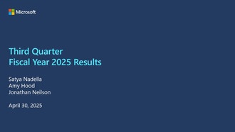 Microsoft сообщает финансовые результаты за третий квартал 2025 финансового года
