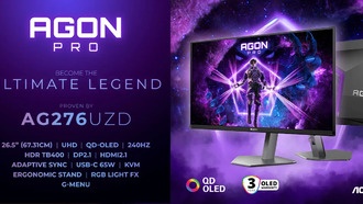 AGON by AOC представила новый QD-OLED монитор AGON PRO AG276UZD с разрешением 4K и частотой 240 Гц
