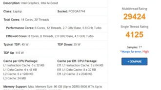Intel Core 9 270H в первых тестах: прирост однопоточной производительности 14% и меньшее энергопотребление