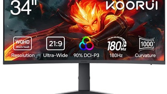 KOORUI представила 34-дюймовый изогнутый монитор 34E6UC с частотой 180 Гц
