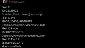 Утечка данных: варианты цветов и памяти для серии Google Pixel 10