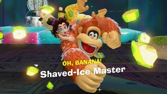 Прохождение головоломки «Ледяная подача» в Donkey Kong Bananza (уровень «Курорт»)