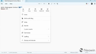 Блокнот Windows получил обновлённое контекстное меню в стиле Windows 11 24H2