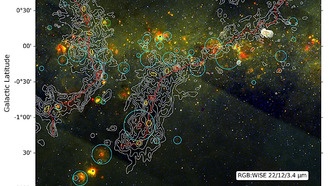 Астрономы обнаружили следы столкновения гигантских волокон в молекулярном облаке G34