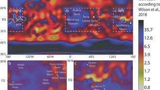 Вулканические извержения могли доставить лед к экватору Марса