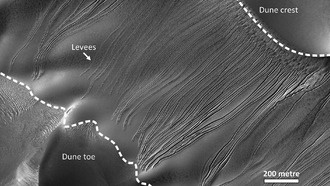 Ледяные блоки CO₂ прорезают загадочные овраги на Марсе