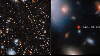 Телескоп Webb обнаружил «прожорливую» сверхмассивную чёрную дыру в ранней Вселенной