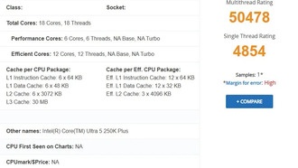 Intel Core Ultra 5 250K Plus впервые замечен в тестах: прирост многоядерной производительности 16%