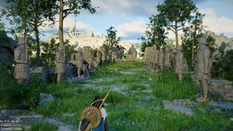 Решение головоломки со статуями в Ущелье Дрейкфолл в Crimson Desert