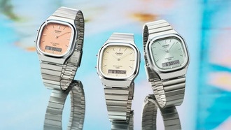Casio представила гибридные часы AQ-240E с голубым, оранжевым и кремовым циферблатами
