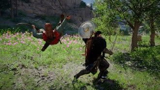 Как опрокинуть 5 врагов щитом в Crimson Desert