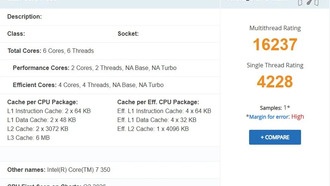 Intel Core 7 350 обходит Apple A19 Pro в многопоточном тесте PassMark