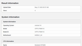 Oppo Reno 16 засветился в Geekbench: раскрыт чипсет Dimensity